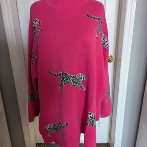 Pink Leopard Print Women's Sweater